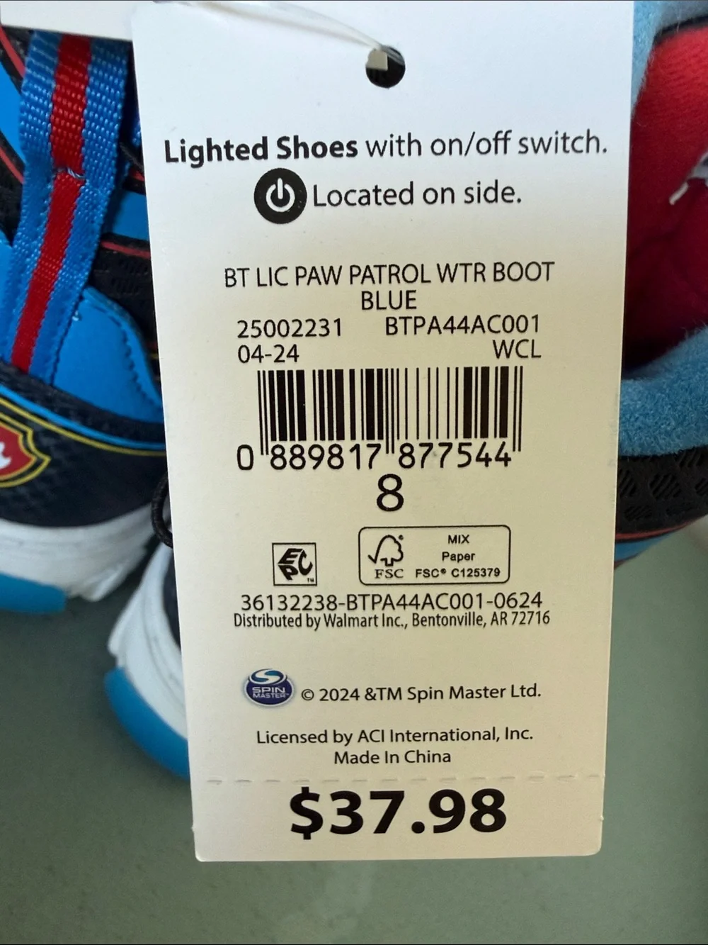 Toddler Winter Snow Boots Light Up Boys Blue Paw Patrol Chase Marshall Size 8